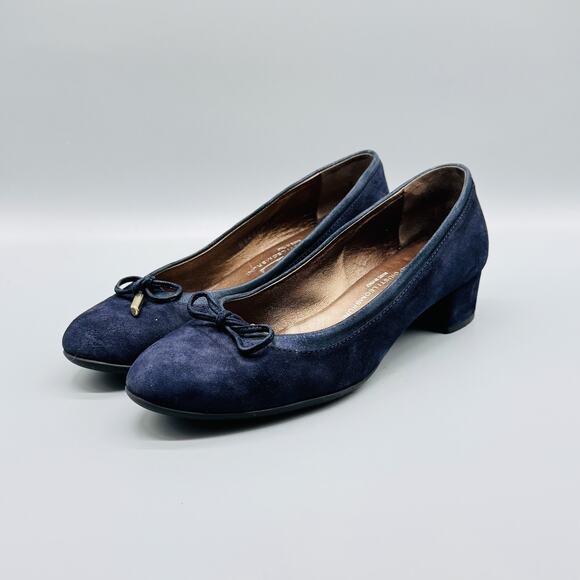 AGL Attilio Giusti Leombruni Shoes Womens 39 US 9 Blue Suede Block Heels Italy - Picture 4 of 11